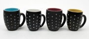 GUNDA&nbsp;set of four two tone pottery mugs, ​​​​​​​9cm high&nbsp;
