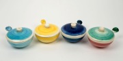 ARTHUR MERRIC BOYD set of four pottery lidded ramekins,&nbsp; each incised "A.M.B. ", 8cm high, 17cm wide