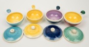 ARTHUR MERRIC BOYD set of four pottery lidded ramekins,&nbsp; each incised "A.M.B. ", 8cm high, 17cm wide - 2
