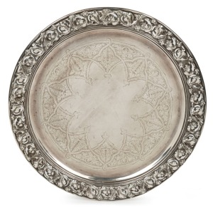 WILLIAM EDWARDS (attributed) Colonial Australian silver salver, circa 1860s, ​​​​​​​27cm diameter