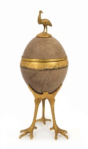 An antique Australian gilded silver emu egg cup and cover, 19th century, ​​​​​​​23cm high