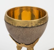 An antique Australian gilded silver emu egg cup and cover, 19th century, ​​​​​​​23cm high - 3