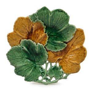 BRUNSWICK REPATRIATION SCHOOL pierced pottery leaf dish, 20.5cm wide