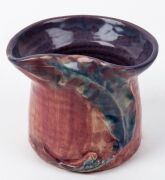 PHILIPPA JAMES pottery vase with applied gumnuts and leaf, glazed in pink, mauve and blue, incised "Philippa James", ​​​​​​​9.5cm high, 11.5cm wide - 2