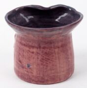 PHILIPPA JAMES pottery vase with applied gumnuts and leaf, glazed in pink, mauve and blue, incised "Philippa James", ​​​​​​​9.5cm high, 11.5cm wide - 3
