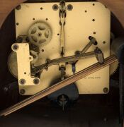 An English Art Deco mantle clock in walnut case with three train movement, mid 20th century, ​​​​​​​24cm high - 2