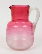 "BALLARAT FEDERAL EXHIBITION 1901" souvenir ruby glass jug, ​​​​​​​20.5cm high - 2
