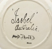 ISOBEL Australian pottery charger decorated with Aboriginal designs, signed "Isobel Australia, Hand Painted, Helen", ​​​​​​​42cm diameter - 2