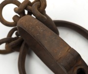 HIATT N0.5 antique leg irons (no key), 19th century, 48cm wide - 3