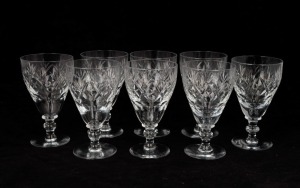 WEBB CORBETT set of eight English crystal glasses, acid etched factory mark to bases, 12cm high