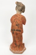 An antique Chinese polychrome pottery statue of a court attendant, Tang Dynasty (618-906), 40.5cm high. With University of Wollongong thermoluminescence documentation - 4