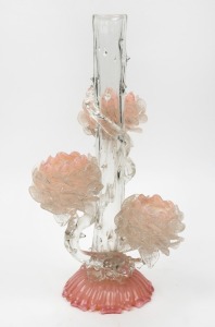 A Murano pink glass floral centrepiece, mid 20th century, ​​​​​​​42cm high