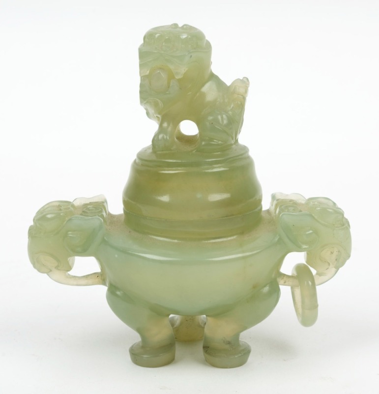 A Chinese carved jade censer, 20th century, ​​​​​​​12cm high