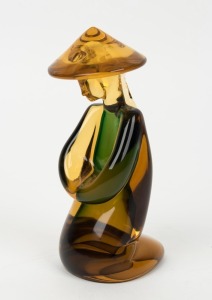 SEGUSO (attributed) Murano glass statue of a kneeling Chinese figure, mid 20th century, 16cm high