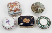 Five assorted porcelain boxes, including Villeroy & Boch, Limoges and Richard Ginori, 20th century, the Limoges example 9cm wide