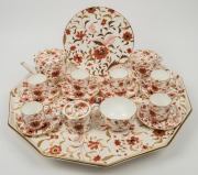 WEDGWOOD impressive antique English porcelain tea set with porcelain tray, on later timber stand, 19th century, impressed stamp "WEDGWOOD", ​​​​​​​the tray 53cm wide - 3