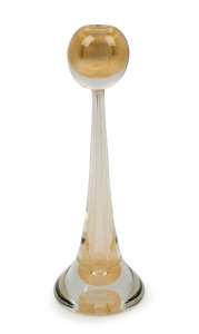 GINO CENEDESE Murano glass candlestick with gold inclusions, engraved "Gino Cenedese. 17/05/89. VE", ​​​​​​​31cm high