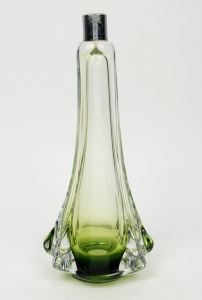 VAL ST. LAMBERT vintage Belgian green glass lamp base, mid 20th century, ​​​​​​​34cm high