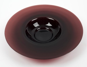 Cardinal hat Continental amethyst glass bowl, 20th century, ​​​​​​​40cm diameter
