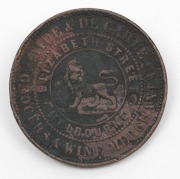 SHOP TOKENS group including JOHN PETTIGREW & Co. IPSWICH 1865, A. TOOGOOD SYDNEY 1855, STEWART & HEMMANT OF BRISBANE & ROCKHAMPTON, J. SAWYER OF BRISBANE 1864, and R. PARKER OF GEELONG, etc (9 items) - 3