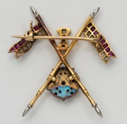 EDMUND JAMES FULTON (1895-1964), 2nd Lieutenant,1st Lancers Attached Royal Flying Corp, "SKINNER HORSE" military collection of badges, buttons, box, epaulets etc. The Group includes a fine yellow gold Regimental badge studded with rubies and diamonds (5.8 - 3