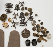 EDMUND JAMES FULTON (1895-1964), 2nd Lieutenant,1st Lancers Attached Royal Flying Corp, "SKINNER HORSE" military collection of badges, buttons, box, epaulets etc. The Group includes a fine yellow gold Regimental badge studded with rubies and diamonds (5.8 - 5