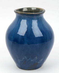 ERNEST FINLAY blue glazed pottery vase, incised "Ernest Finlay", 19.5cm high