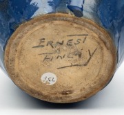 ERNEST FINLAY blue glazed pottery vase, incised "Ernest Finlay", ​​​​​​​19.5cm high - 3
