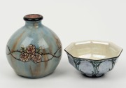 LOIS LAUGHTON hand-painted porcelain vase and bowl, both signed "L. Laughton", the vase 7.5cm high - 2