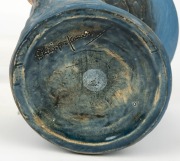 PHILIPPA JAMES pottery jug with windswept tree decoration, glazed in blue with pink interior, incised "Philippa James" 14.5cm high, 19cm wide - 4