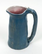 PHILIPPA JAMES pottery jug with applied gumnuts and leaf, glazed in blue with pink interior, incised "Philippa James" 15.5cm high,&nbsp;&nbsp; - 2