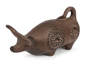 McLAREN pottery buffalo statue, incised "McLaren", 14.5cm high, 24cm long.