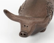 McLAREN pottery buffalo statue, incised "McLaren", 14.5cm high, 24cm long. - 2