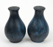 McLAREN pair of blue glazed condiments, incised "McLaren". 12.5cm high. - 2