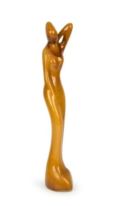 ELLIS yellow glazed pottery statue, 49cm high