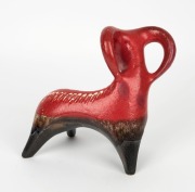 ELLIS red and brown glazed ram statue, 21cm high. - 3
