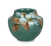 NEWTONE&nbsp;pottery vase with hand-painted floral decoration by DAISY MERTON, stamped and signed "Newtone Pottery, Sydney, Hand Painted, D. Merton", 9cm high.
