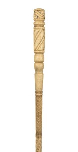 An antique whalebone walking stick, 19th century, 92cm high