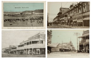 Postcards: WESTERN AUSTRALIA: A collection of photographic postcards featuring street scenes and bird's-eye views of towns and cities, social events such as Empire Day celebrations, Indigenous Australians in the Pilbara region, landscapes and rock formations, and transportation infrastructure. A superb record of the early history of the state. Publishers/photographers include Valentines, A.J. Ratcliffe, C.A. Pitt, P.H. Anderson, Murray, P. Falk, Austral Stores, Bon Marche Stores, Sands, (73).