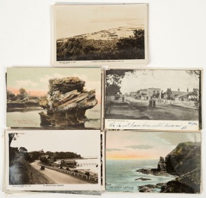 Postcards: VICTORIA - MORNINGTON PENINSULA: A collection of photographic postcards featuring women in petticoats at Sorrento Back Beach and pier, detailed views of the early development of Mornington Main Street, early Dromana from atop Arthur's Seat, coa