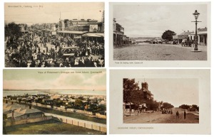 Postcards: VICTORIA - BELLARINE PENINSULA: A collection of photographic postcards featuring street and bird's-eye views, commercial and leisure boating scenes, beaches and lighthouses, terraced hotels, social gatherings, etc. Publishers/photographers include R. Thompson, Valentines, W.T.P., E.W.Cole, R.E.M., Ajax, W.F. & Co., Cowdell, etc. (Total: 50; 14 unused; 36 used)