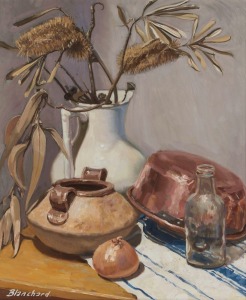 BRIAN BLANCHARD (1943 - ), Still Life In Grey And Copper, oil on board, signed lower left "Blanchard", 60 x 49cm, 81 x 70cm overall