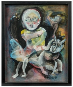 ANNE HALL (1945 - ), untitled, oil on canvas board, signed lower right "Anne Hall, '81", ​​​​​​​50 x 40cm, 54 x 43cm overall
