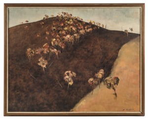 DAVID ARMFIELD&nbsp;(1923-2010), Burned Hill, oil on board, signed lower right "D. Armfield", 60 x 75cm, 66 x 82cm overall