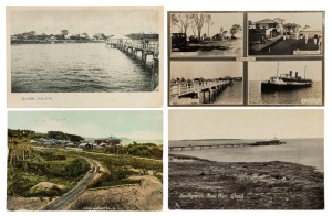 Postcards: QUEENSLAND - SOUTH EAST: A collection of photographic postcards featuring street and bird's-eye views of cities such as Surfer's Paradise, Southport, Coolangatta, Redcliffe, Sandgate, Caloundra, etc, tourism infrastructure such as hotels and pools, beaches and piers, botanical gardens, cane farms, etc. Publishers/photographers include Murray, Brown Print, Valentine, R.W.W., Sidues, A.E. Clark, IXL, J. Dowrie, Edco, Queensland Railways, etc. (Total: 45; 24 unused; 21 used)