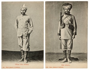 Postcards: BRITISH EMPIRE - INDIA & ADEN: A collection of photographic postcards featuring street views of towns and villages, Gurkha soldiers, Westerners being carried around on litters by locals, colonial administration buildings, temples, elephants, markets, etc. (Total: 38; 17 unused; 21 used)