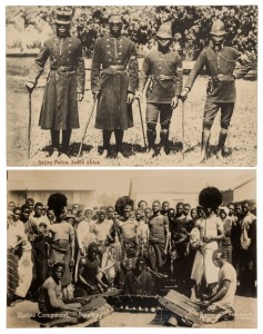 Postcards: BRITISH EMPIRE - AFRICAN COLONIES: A collection of photographic postcards from Cape Colony, South Africa, Rhodesia, and British East Africa, Sudan, Sierra Leone, Mauritius, etc., featuring street views of towns and villages, Zulu warriors, rickshaw drivers, Christian missionaries, women in traditional garb, market stalls, etc. (Total: 22; 8 unused; 14 used)
