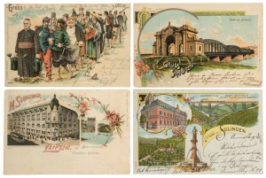 Postcards: GERMANY & AUSTRIA: A collection featuring many beautiful chromolithographic and undivided back postcards, including street and bird's-eye views of cities and towns, 'GruÃŸ aus'-style greeting cards, imperial parades, First World War scenes, etc