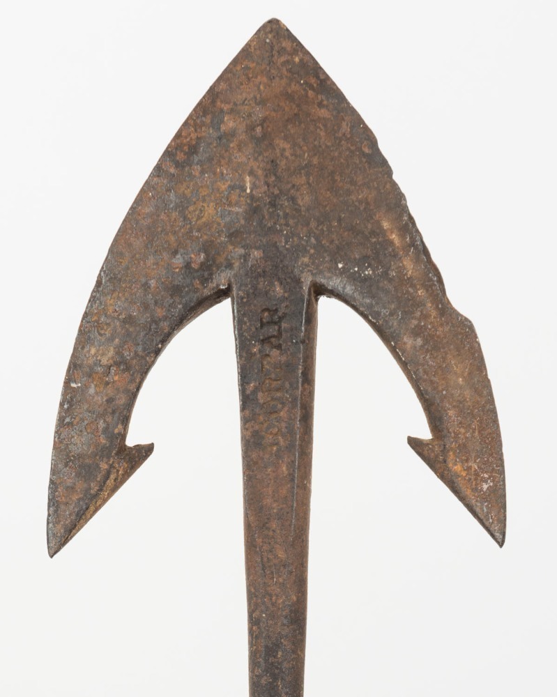 An antique whale harpoon, double fluted, stamped LONDON, CORPAR , 19th ...