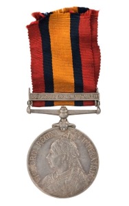 The QUEEN'S SOUTH AFRICA MEDAL with DEFENCE OF LADYSMITH clasp, impressed to 4765 PTE J. NESBITT. LIVERPOOL REGT